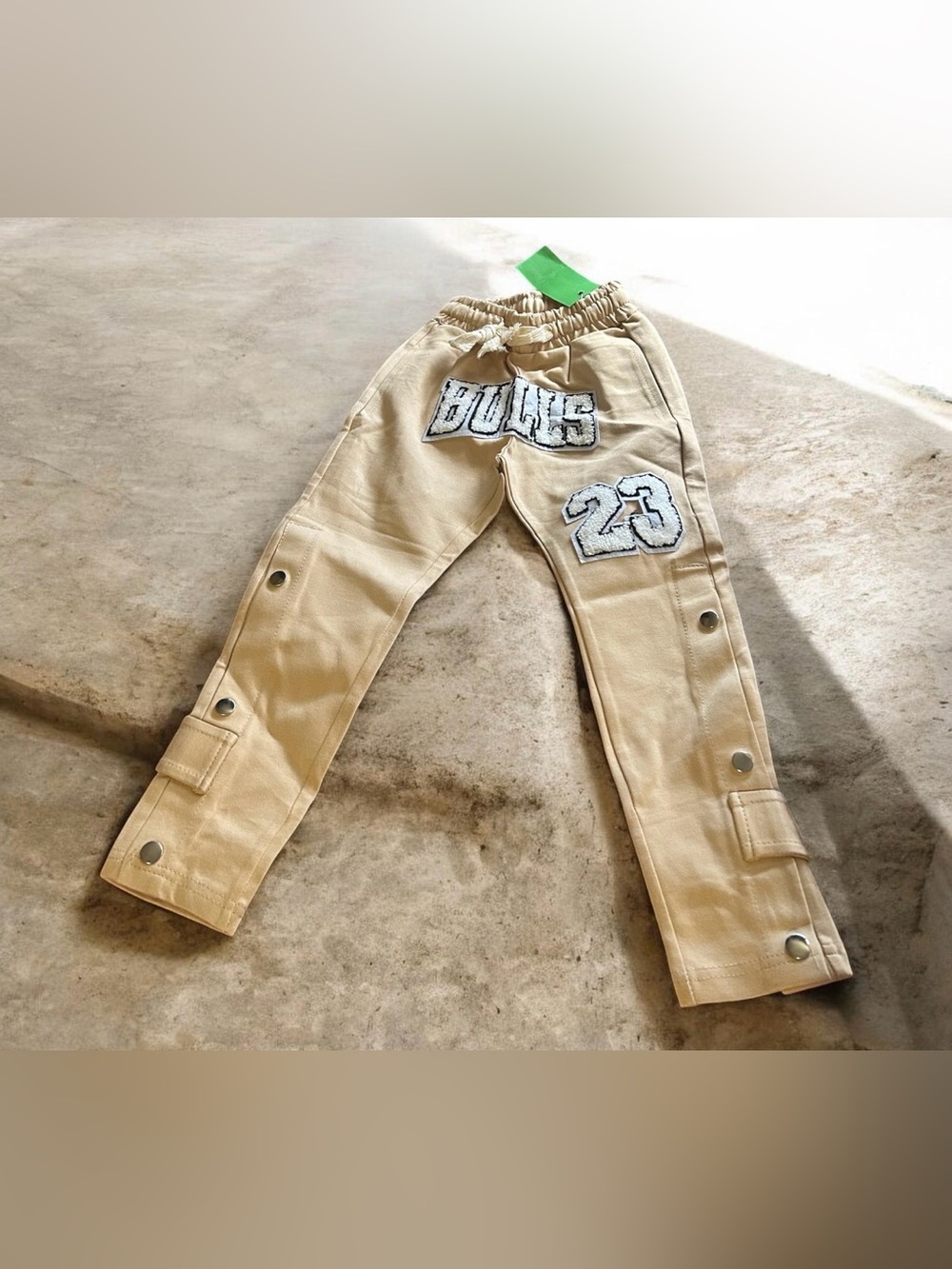 Kids Beige Jogger Pants with 'Boys' Patch and Number 23